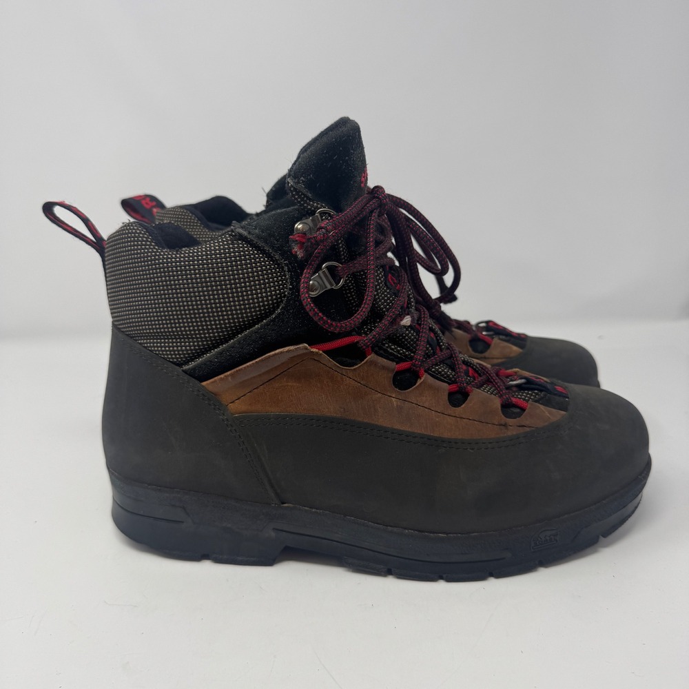 Sorel Caribou Mens Leather Hiking Brown Black Red Lace Up Size 10 Wide Boots